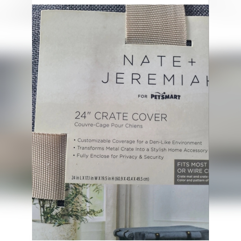 NEW Nate & Jeremiah Grey Linen Blend Cloth Crate Cover 24” Pet Furniture Accent - Picture 2 of 5